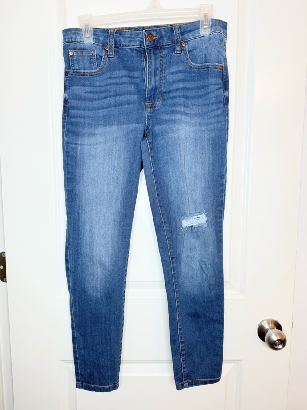 Celebrity Pink Skinny Jeans Women Distressed Crop Stretch Blue Denim 30x25